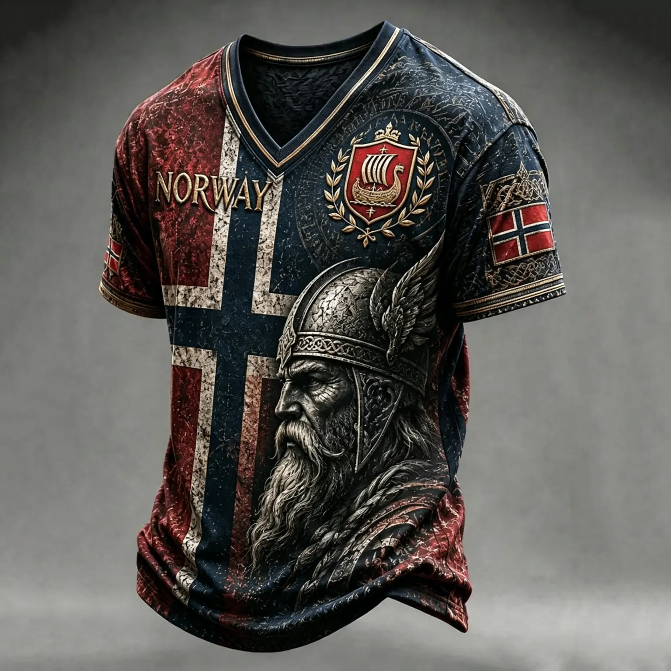 Men's Retro Norway Nordic Style Print Casual T-shirt