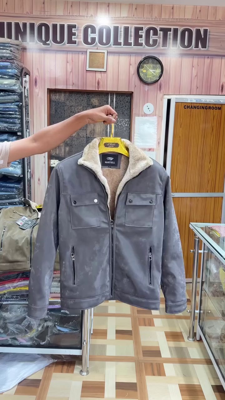 Winter Warm Fleece Collar Biker Jacket for Men