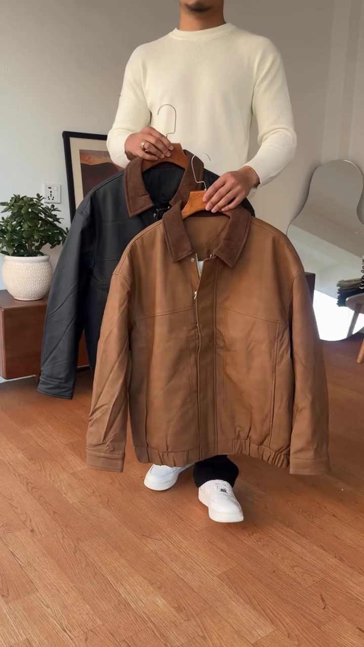Men's Classic Workwear Bomber Jacket with Corduroy Collar
